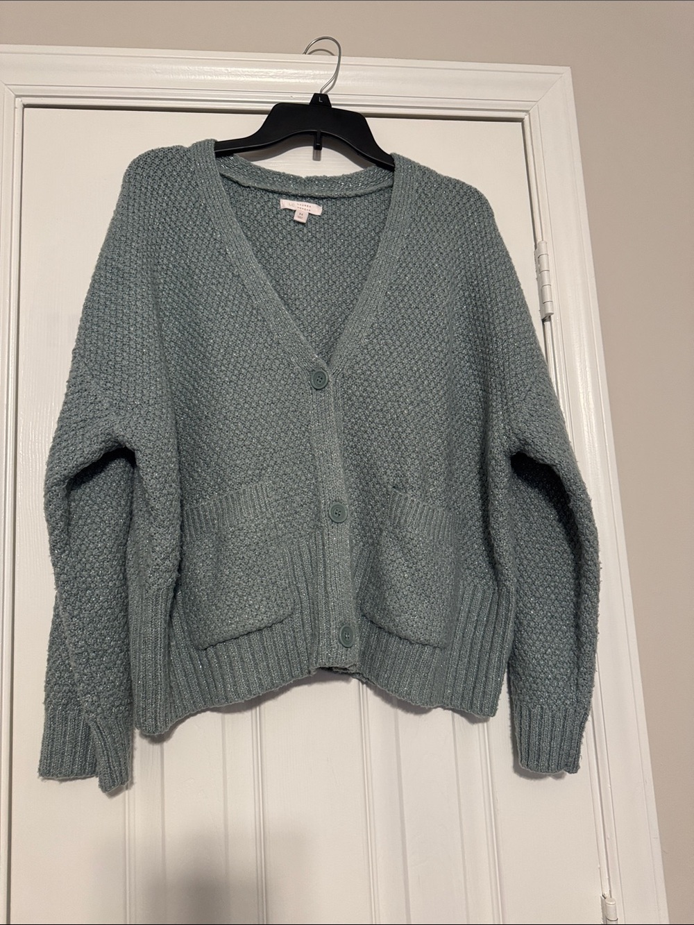 WLC Lauren Conrad Textured V-Neck Button Cardigan - Sage